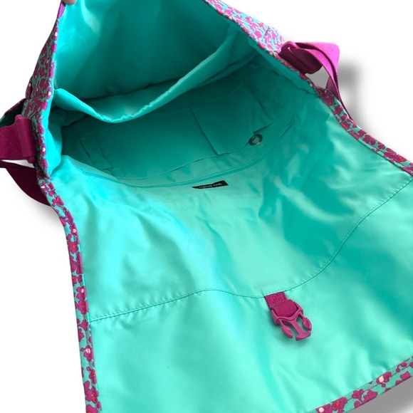 Vera Bradley Messenger Bag Floral Print Pink Teal Adjustable Strap Shoulder Bag - Picture 9 of 10